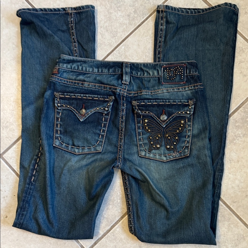 1921 Butterfly Embellished Boot Cut Jeans 34” inseam